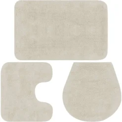 Badkameraccessoires*vidaXL Badmattenset stof 3-delig Wit