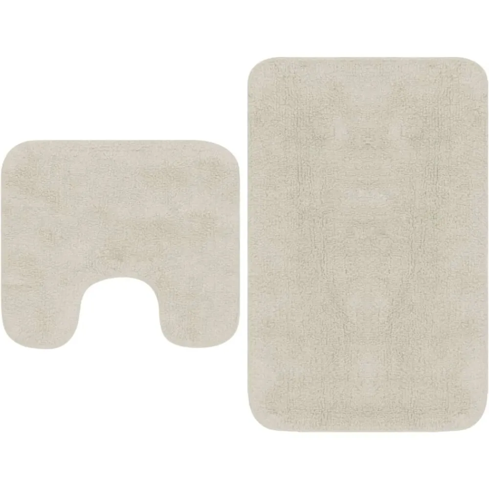 Badkameraccessoires*vidaXL Badmattenset stof 2-delig Wit
