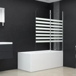 Badwand gestreept 120x140 cm gehard glas>vidaXL New