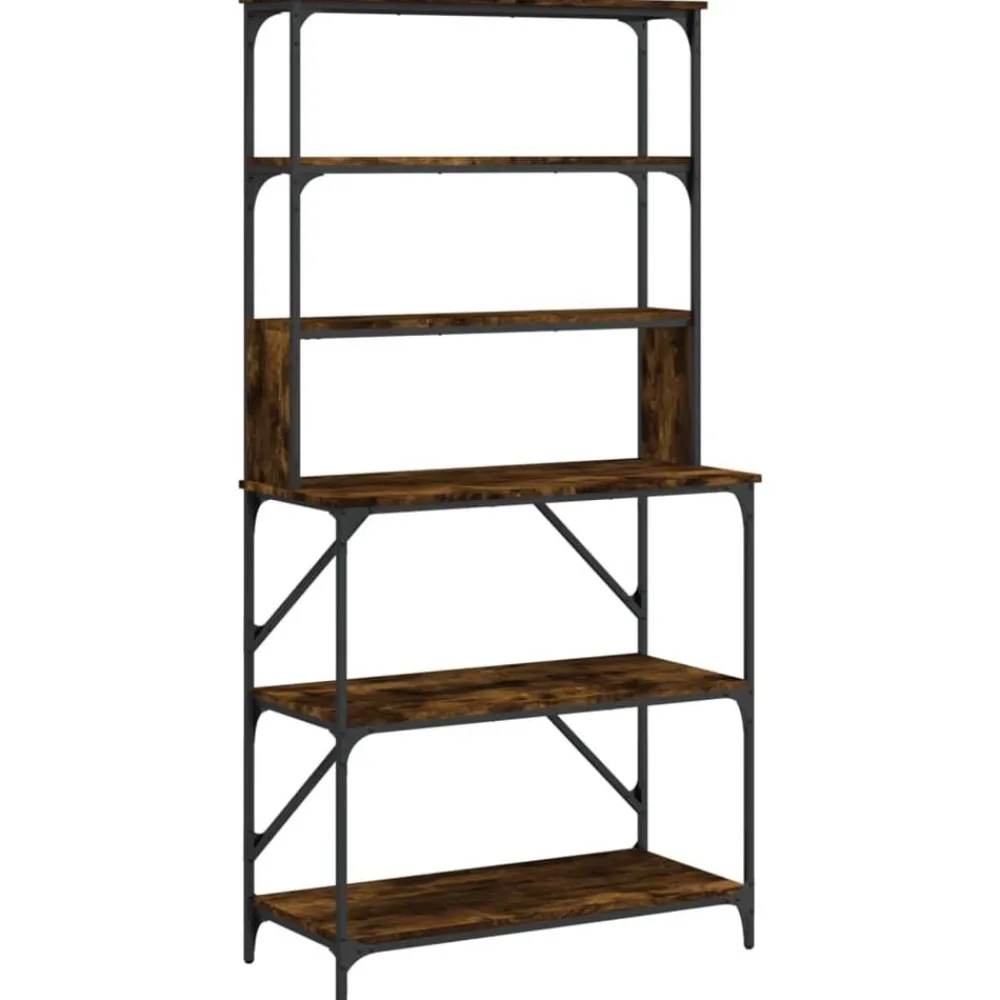 Keuken & Eetkamer*vidaXL Bakkersrek 6-laags 90x40x180 cm bewerkt hout kleur Gerookt eiken