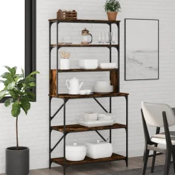 Keuken & Eetkamer*vidaXL Bakkersrek 6-laags 90x40x180 cm bewerkt hout kleur Gerookt eiken