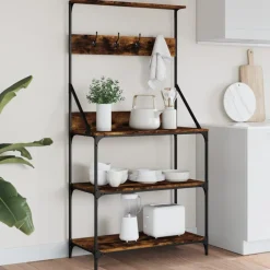 Bakkersrek met haken 4-laags bewerkt hout kleurig>vidaXL Discount