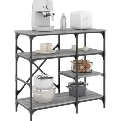 Keuken & Eetkamer*vidaXL Bakkersrek 90x40x84 cm bewerkt hout en metaal sonoma Grijs