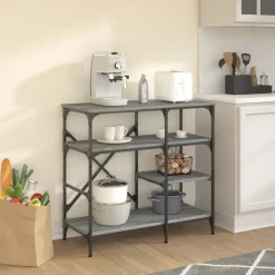 Keuken & Eetkamer*vidaXL Bakkersrek 90x40x84 cm bewerkt hout en metaal sonoma Grijs