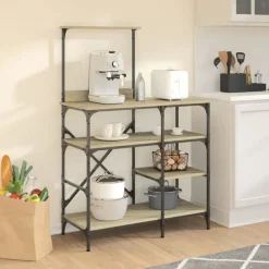 Bakkersrek 90x40x132 cm bewerkt hout en metaal><noscript><img width=