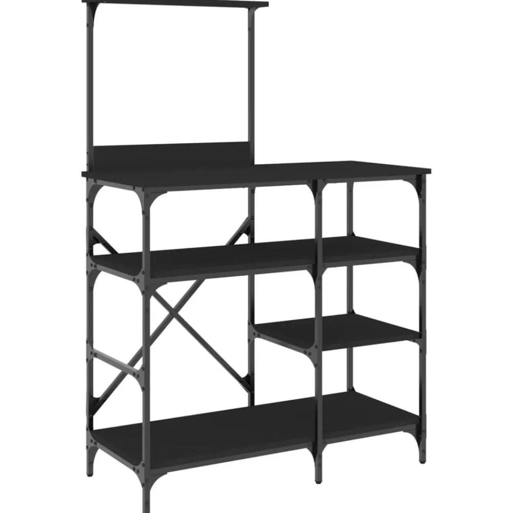 Keuken & Eetkamer*vidaXL Bakkersrek 90x40x132 cm bewerkt hout en metaal Zwart