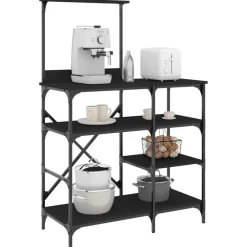 Keuken & Eetkamer*vidaXL Bakkersrek 90x40x132 cm bewerkt hout en metaal Zwart