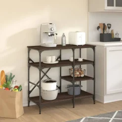 Bakkersrek 90x40x84 cm bewerkt hout en metaal eikenkleur><noscript><img width=