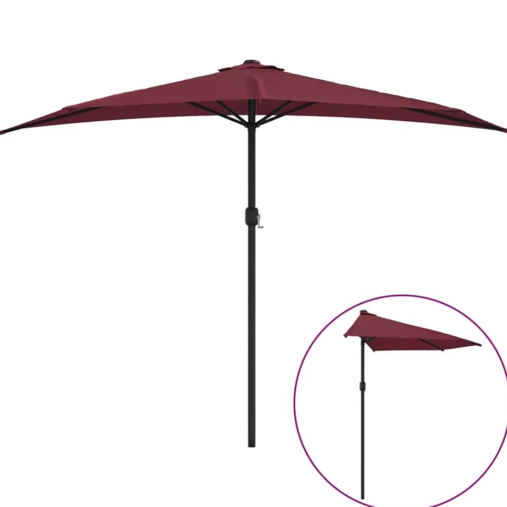 Balkonparasol half aluminium paal 300x155x223 cm bordeaux>vidaXL Hot