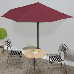 Balkonparasol half aluminium paal 300x155x223 cm bordeaux>vidaXL Hot