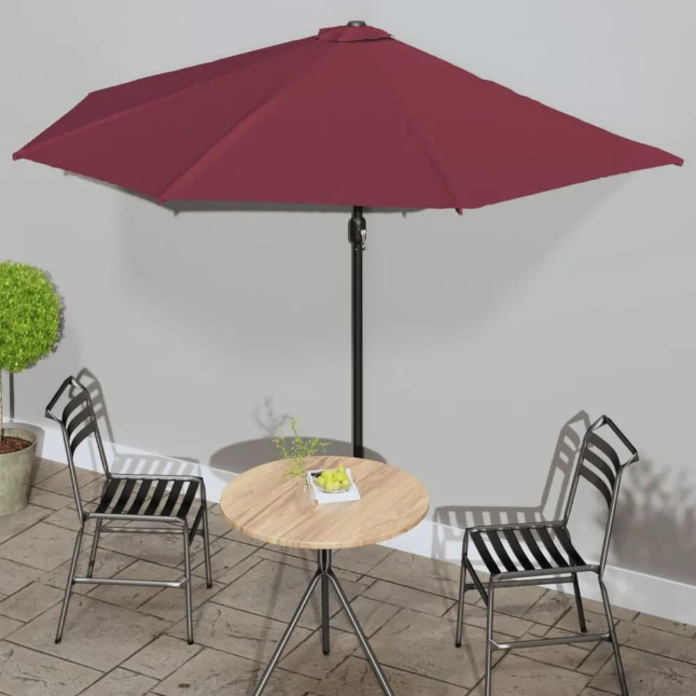 Balkonparasol half aluminium paal 300x155x223 cm bordeaux>vidaXL Hot