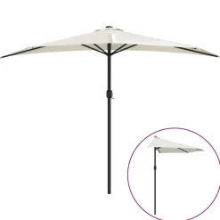 Tuin & Gazon*vidaXL Balkonparasol half met aluminium paal 300x155 cm zandkleurig Donker zand