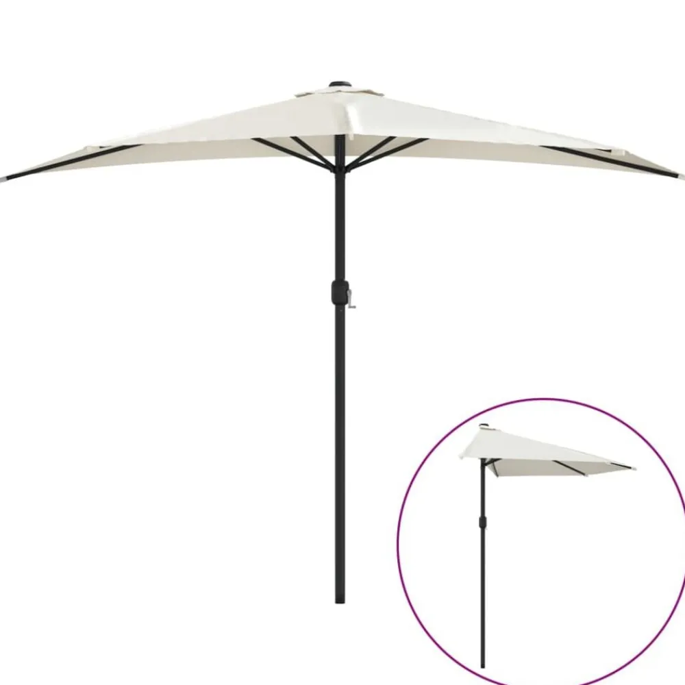 Tuin & Gazon*vidaXL Balkonparasol half met aluminium paal 300x155 cm zandkleurig Donker zand