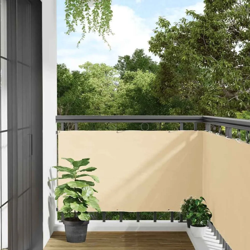 Balkonscherm 300x75 cm PVC crèmekleurig>vidaXL Sale