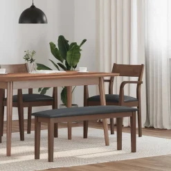 Bankjes*vidaXL Bank 110 cm massief hout rubber bruin Bruin en zwart