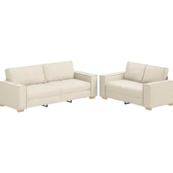 Banken*vidaXL Bank 2 pcs Beige 220 x 80 x 84 cm Linnen-mix stof