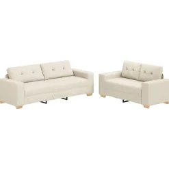 Bank 2 pcs Beige 221 x 80 x 80 cm Linnen-mix stof>vidaXL Clearance