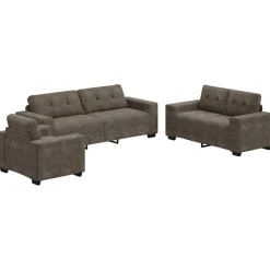 Banken*vidaXL Bank 3 pcs 221 x 80 x 80 cm Linnen-mix stof Donkergrijs