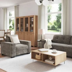 Banken*vidaXL Bank 3 pcs 221 x 80 x 80 cm Linnen-mix stof Donkergrijs