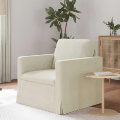 Banken*vidaXL Bank Crème 78 x 78 x 80 cm Fluweel Cr&egrave;me