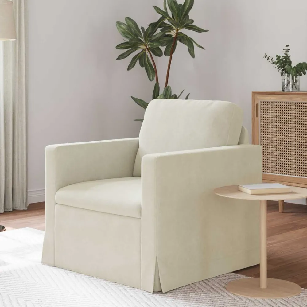 Banken*vidaXL Bank Crème 78 x 78 x 80 cm Fluweel Crème