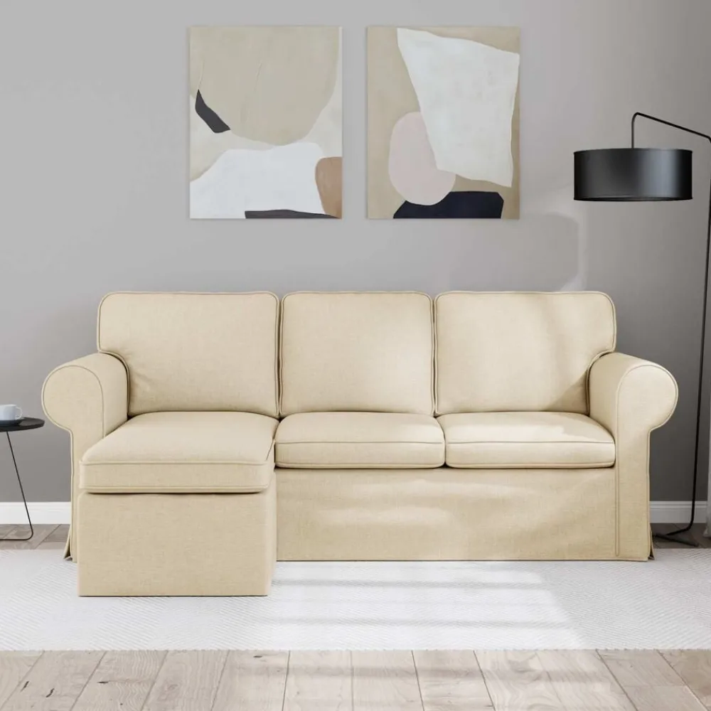 Bank Crème 195 x 138 x 80 cm Stof>vidaXL Hot