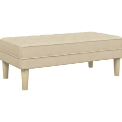 Bankjes*vidaXL Bank met kussen Crème 113 x 57 x 39 cm Stof Cr&egrave;me
