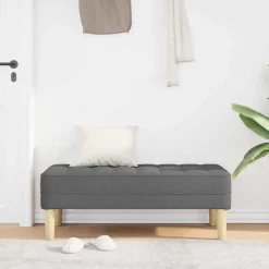 Bankjes*vidaXL Bank met kussen 113 x 57 x 39 cm Stof Donkergrijs