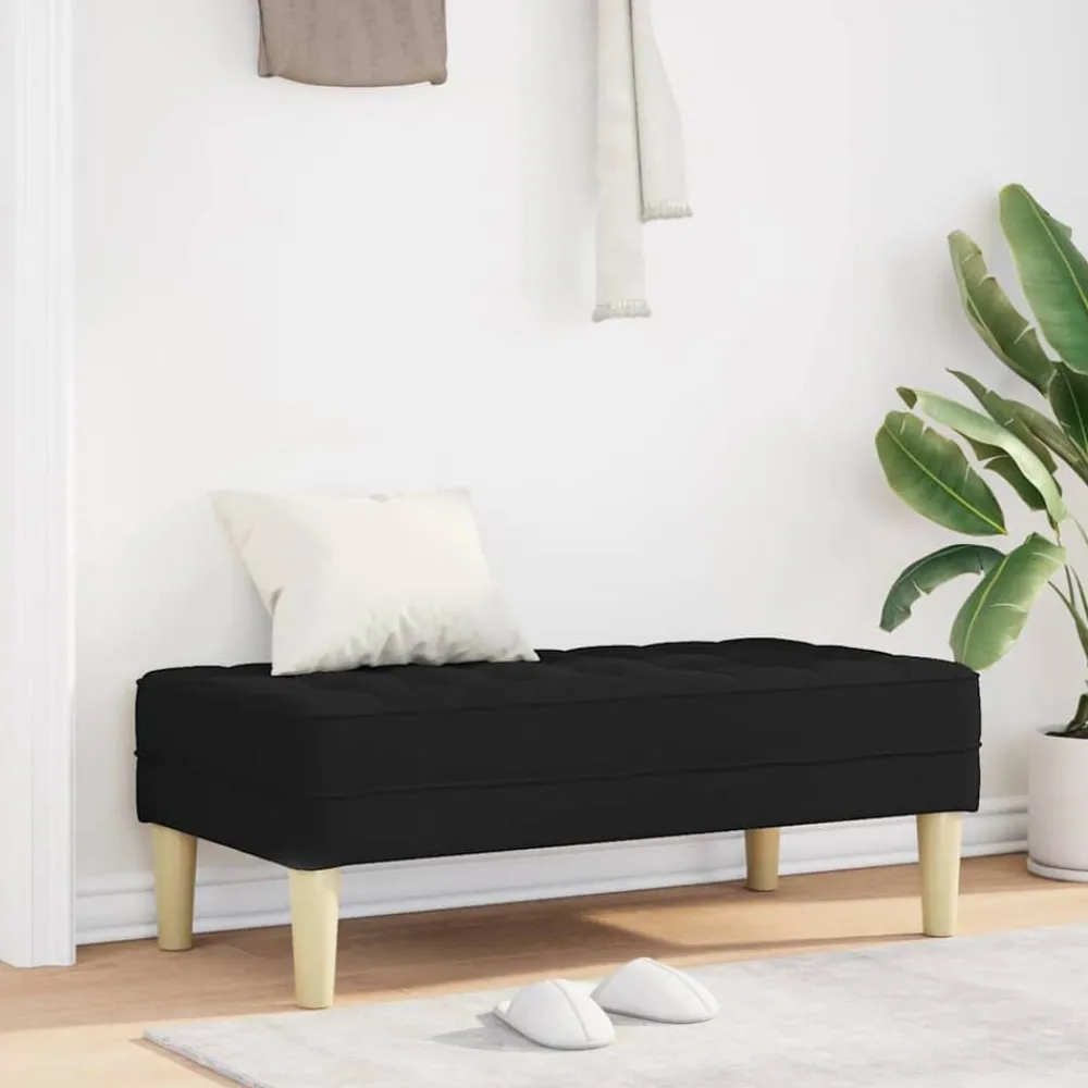 Bankjes*vidaXL Bank met kussen 113 x 57 x 39 cm Stof Zwart