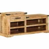 Bank met lade met opslag Bruin 110 x 35 x 50 cm Ruw Mango>vidaXL Online
