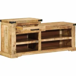 Bank met lade met opslag Bruin 110 x 35 x 50 cm Ruw Mango><noscript><img width=