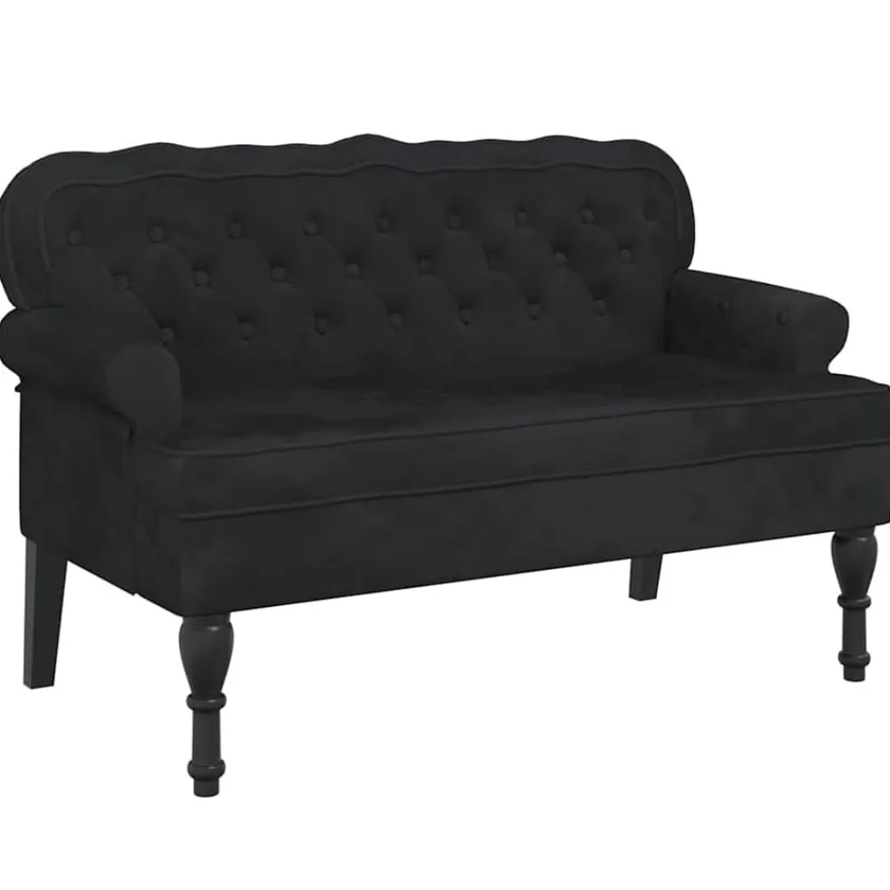 Bankjes*vidaXL Bank met rugleuning 119,5x64,5x75 cm fluweel Zwart
