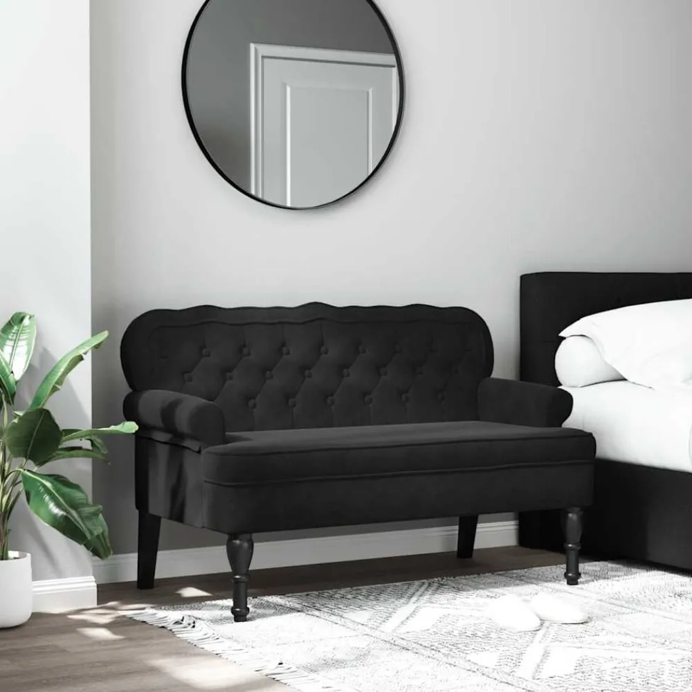 Bankjes*vidaXL Bank met rugleuning 119,5x64,5x75 cm fluweel Zwart