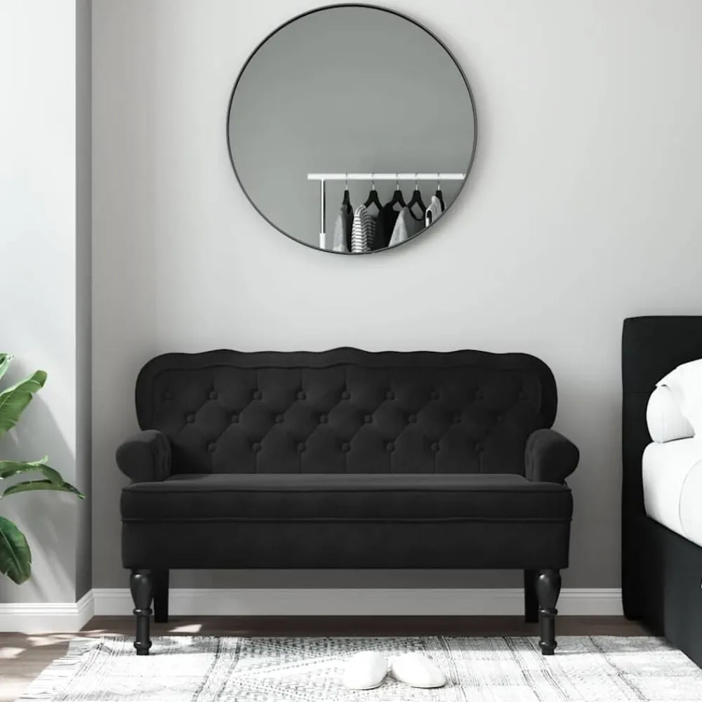 Bankjes*vidaXL Bank met rugleuning 119,5x64,5x75 cm fluweel Zwart
