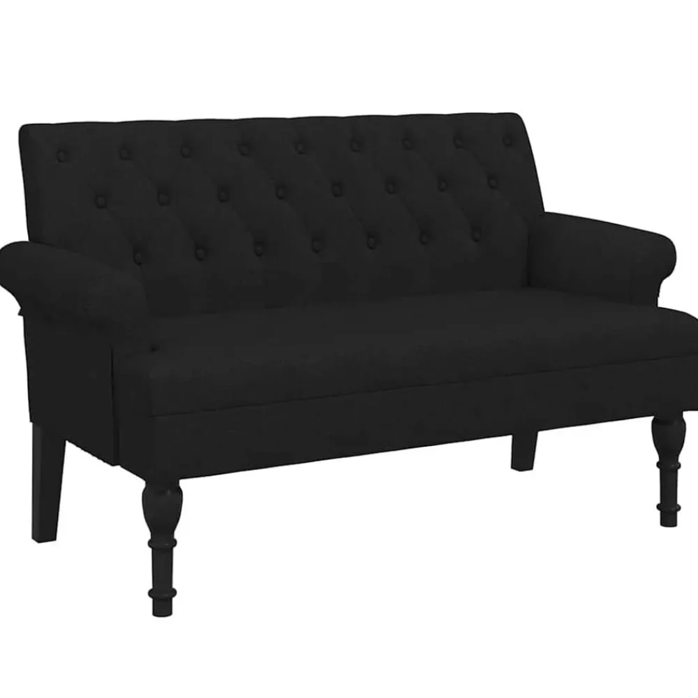 Bankjes*vidaXL Bank met rugleuning 120x62x75,5 cm stof Zwart