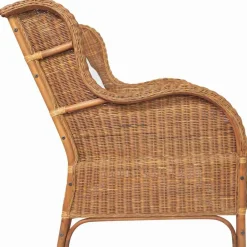 Bank 2-zits natuurlijk rattan en linnen><noscript><img width=