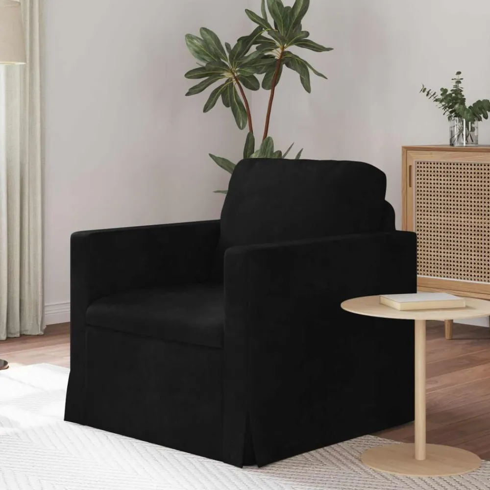 Banken*vidaXL Bank 78 x 78 x 80 cm Fluweel Zwart