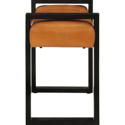 Bankje 110 cm echt geitenleer zwart en bruin><noscript><img width=