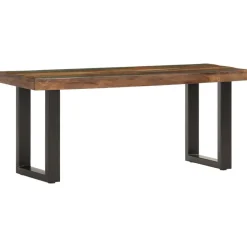 Bankjes*vidaXL Bankje 110 cm massief gerecycled hout en staal Bruin