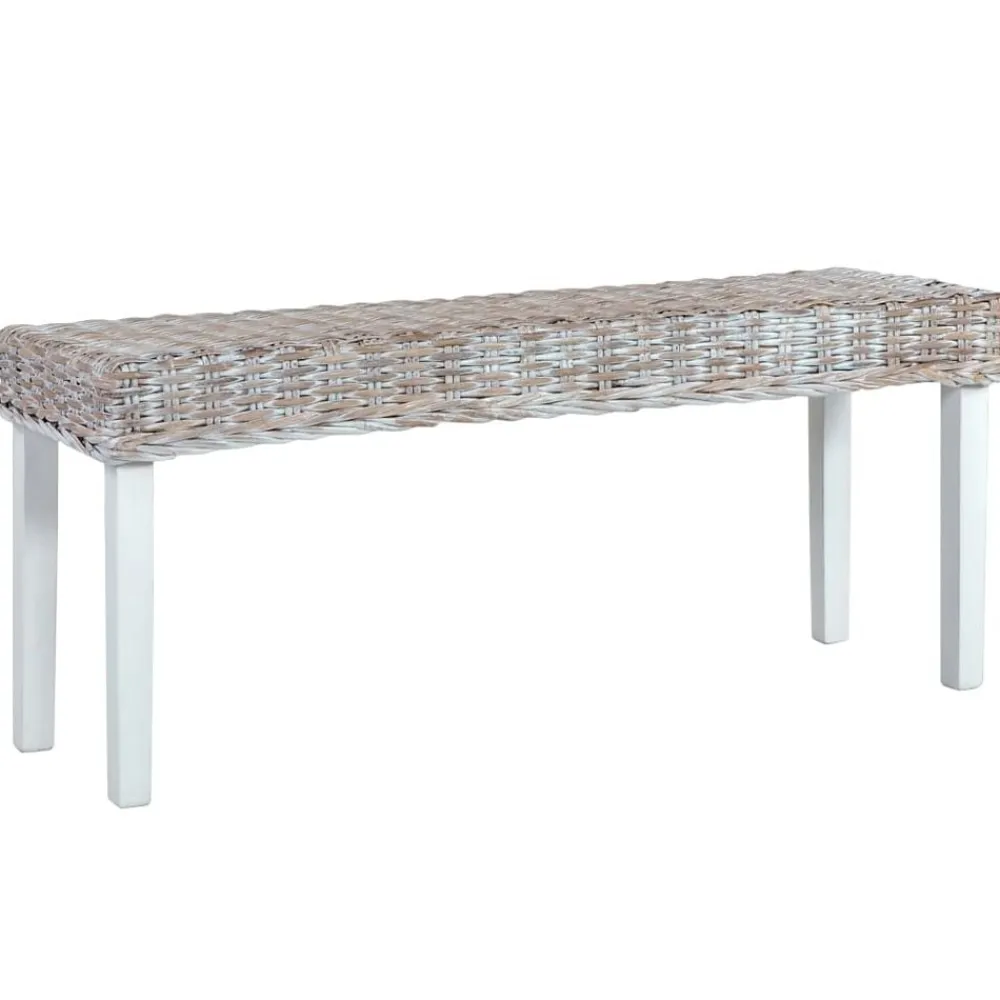 Bankje 110 cm natuurlijk kubu rattan en massief mahoniehout>vidaXL Best