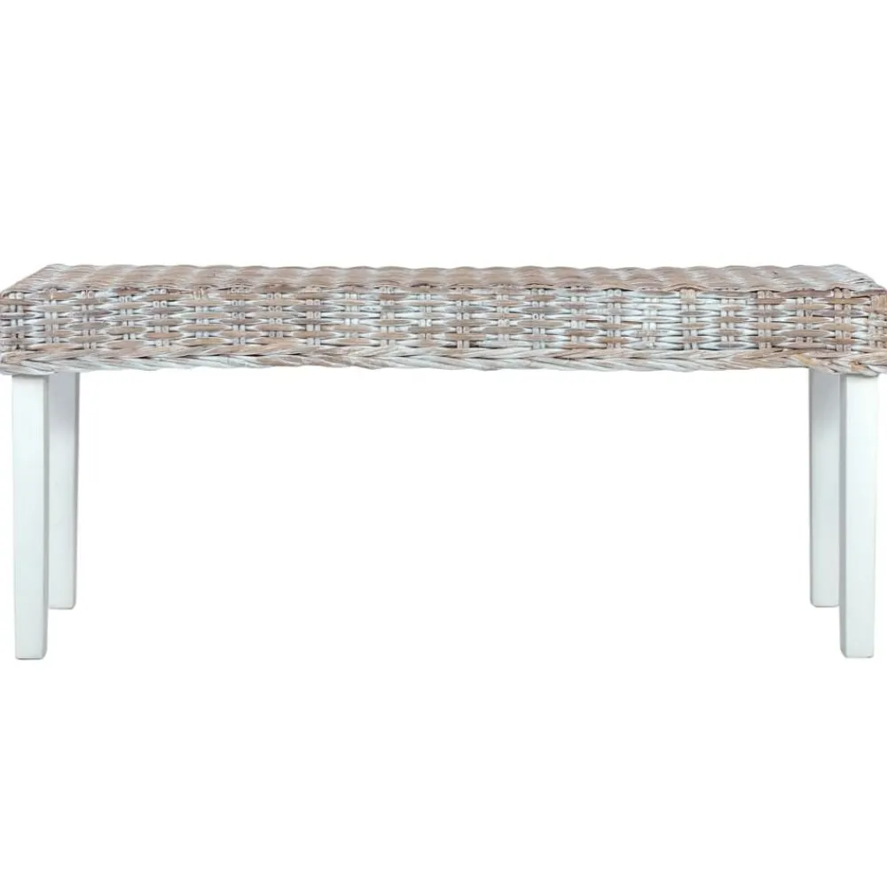 Bankje 110 cm natuurlijk kubu rattan en massief mahoniehout>vidaXL Best