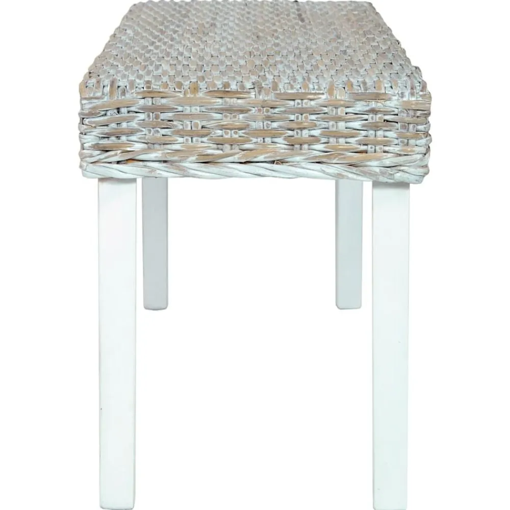 Bankje 110 cm natuurlijk kubu rattan en massief mahoniehout>vidaXL Best