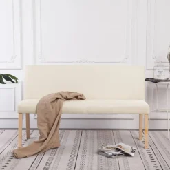 Bankje 139,5 cm polyester crème>vidaXL Best