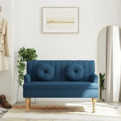 Bankjes*vidaXL Bankje met kussens 113x64,5x75,5 cm stof Blauw