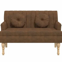 Bankjes*vidaXL Bankje met kussens 113x64,5x75,5 cm kunstsuèdeleer Bruin