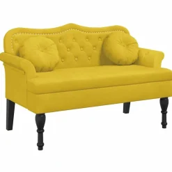 Bankjes*vidaXL Bankje met kussens 120,5x65x75 cm fluweel Geel
