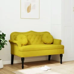Bankjes*vidaXL Bankje met kussens 120,5x65x75 cm fluweel Geel
