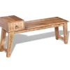 Bankje met lade 120x36x60 cm massief mangohout>vidaXL Clearance