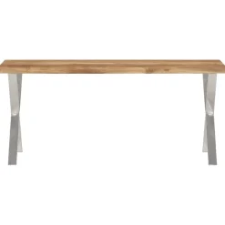 Bankjes*vidaXL Bankje met natuurlijke rand 105 cm massief acaciahout Zilver