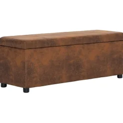 Bankje met opbergvak 116 cm kunstsuède>vidaXL Hot